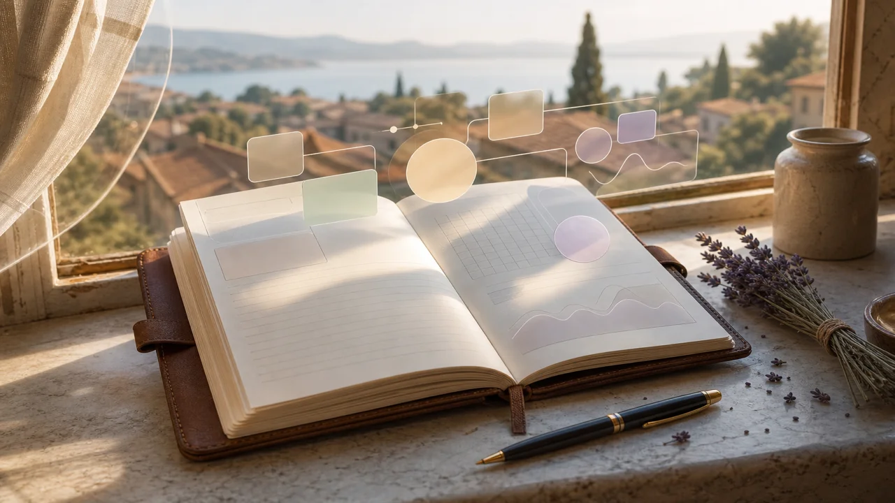 Diario sul davanzale con campi guida luminosi per i Momenti emotivi