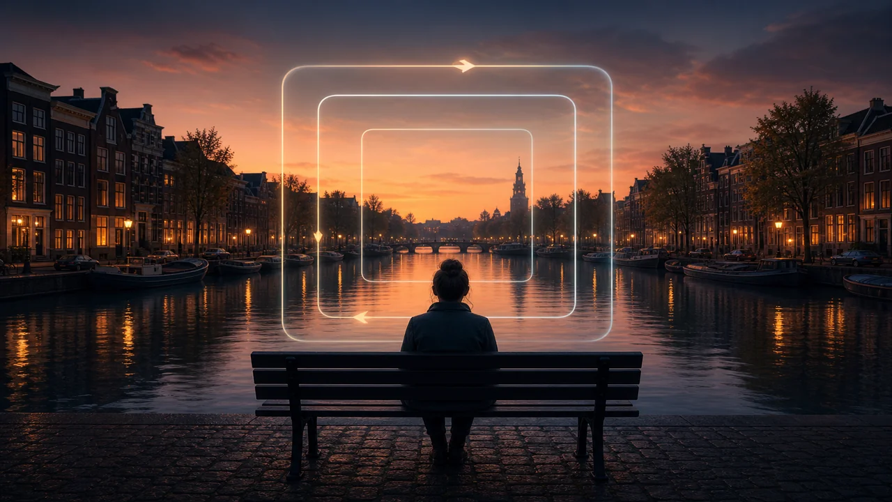 Redactionele illustratie van een licht vierkant dat de vier ademfasen markeert